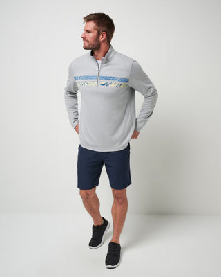 Chest Stripe Quarter Zip Heather Light Grey Jacket