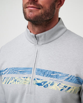 Heather Light Grey Chest Stripe Quarter Zip Jacket