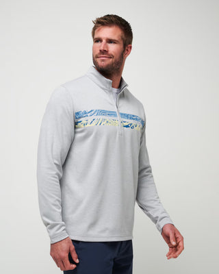 Upgraded Chest Stripe Quarter Zip Jacket Heather Light Grey